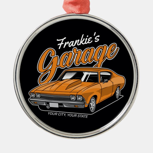 Personalized 1968 396 Classic Muscle Car Garage  Metal Ornament (Front)
