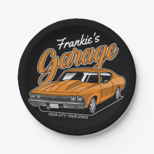 Personalized 1968 396 Classic Muscle Car Garage Paper Plate