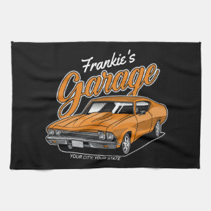 Personalized 1968 396 Classic Muscle Car Garage Th Kitchen Towel