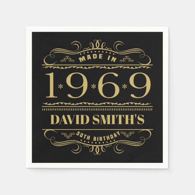 Personalized 1969 50th Birthday Napkin (Front)