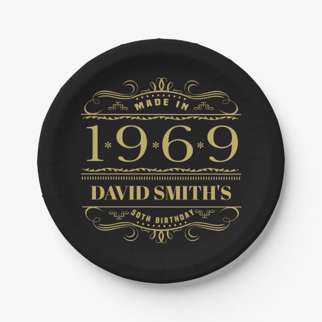 Personalized 1969 50th Birthday Paper Plate (Front)