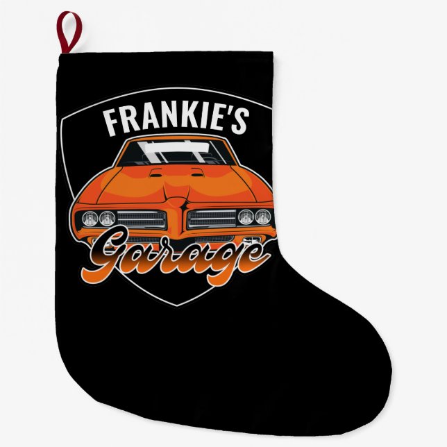 Personalized 1969 Ram Air 400 Muscle Car Garage  Large Christmas Stocking (Front)