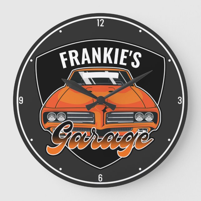Personalized 1969 Ram Air 400 Muscle Car Garage Large Clock (Front)