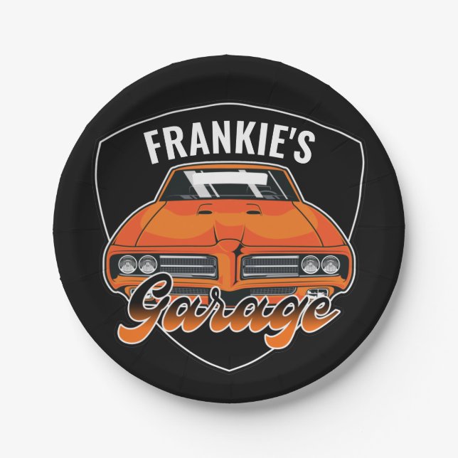 Personalized 1969 Ram Air 400 Muscle Car Garage  Paper Plate (Front)
