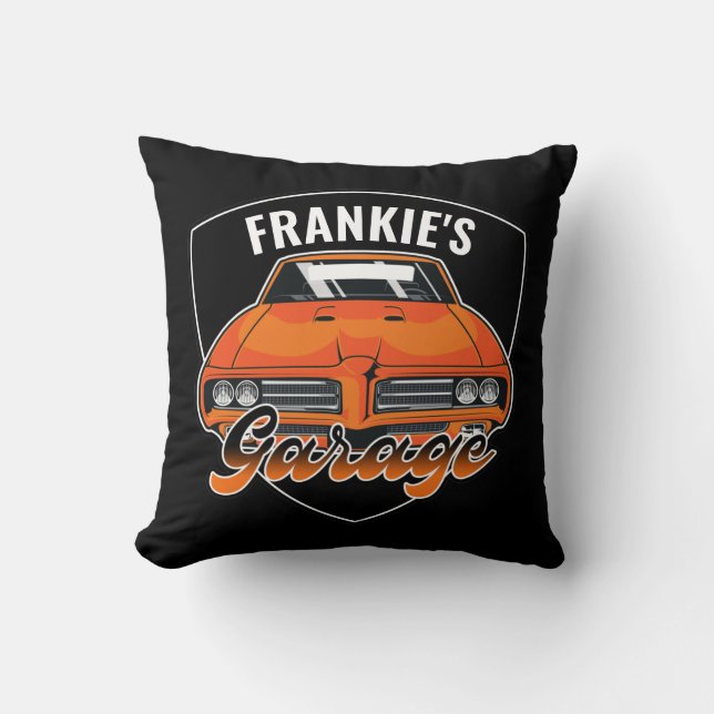 Personalized 1969 Ram Air 400 Muscle Car Garage Throw Pillow (Front)