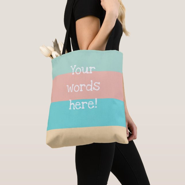 Personalized 1970s Retro Striped Tote Bag (Close Up)
