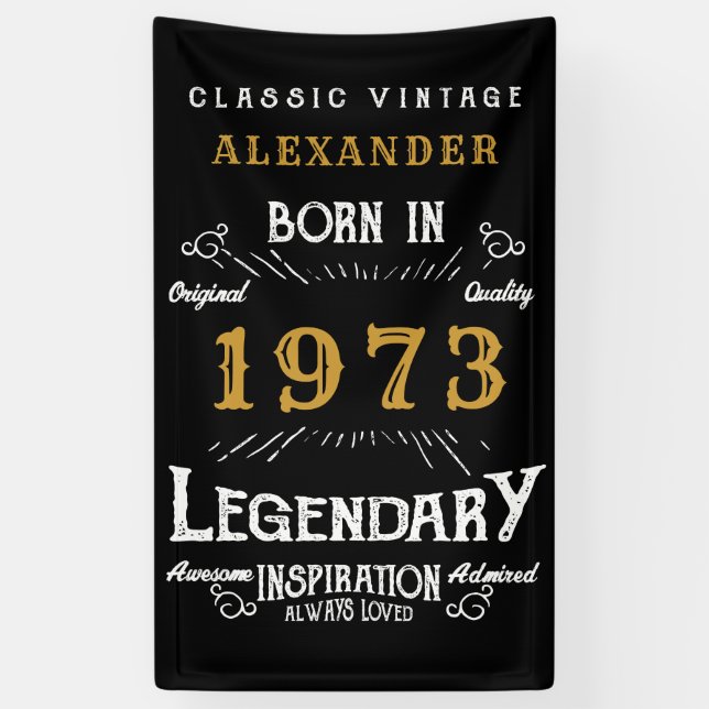 Personalized 1973 Birthday Add Your Name Legendary Banner (Vertical)