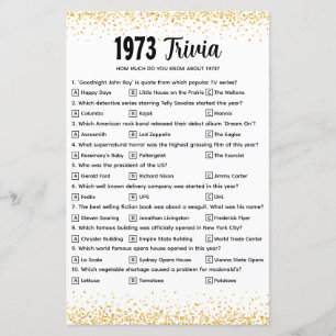 Personalized 1973 Trivia Quiz for Golden Wedding