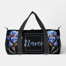 Personalized 19" Duffle Bag - Blue Iris Flower