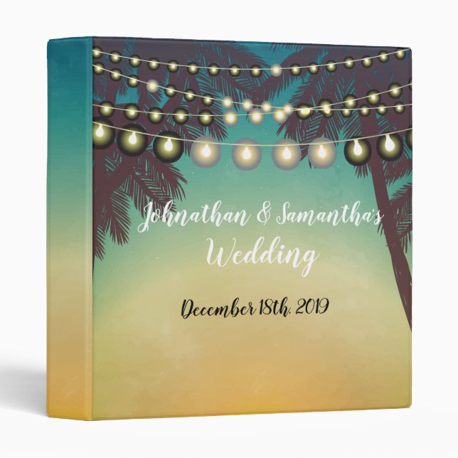 Personalized 1.5" Wedding Binder Beach Sunset Palm (Front/Spine)