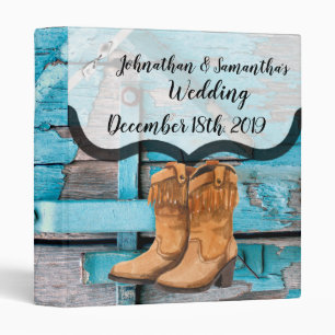 Personalized 1.5" Wedding Binder Blue Wood Barn Do