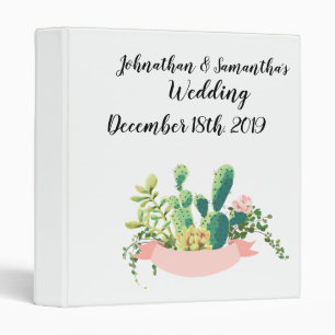 Personalized 1.5" Wedding Binder Bohemian Cactus S