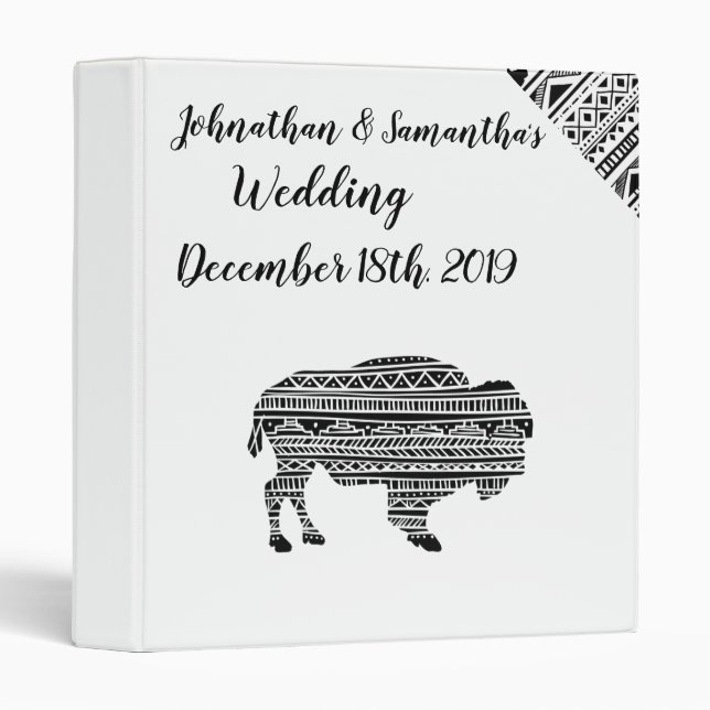 Personalized 1.5" Wedding Binder Boho Buffalo Trib (Front/Spine)