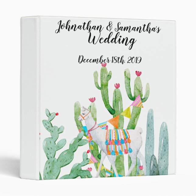 Personalized 1.5" Wedding Binder Boho Llama Bohemi (Front/Spine)