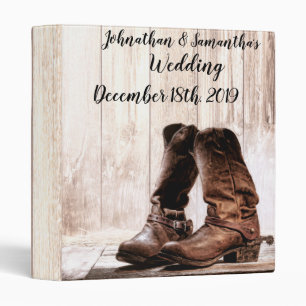 Personalized 1.5" Wedding Binder boots country rus