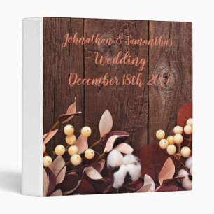 Personalized 1.5" Wedding Binder Cotton Branch on