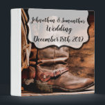 Personalized 1.5" Wedding Binder Cowboy Boots Barn<br><div class="desc">This personalized 2" thick Wedding Binder is perfect for any couple to use for their wedding photos or scrapbooking. This is fully customization in both BACKGROUND colour and font colours. Simply use the easy to navigate system to change your font colours and background colour to the option you desire. ***...</div>