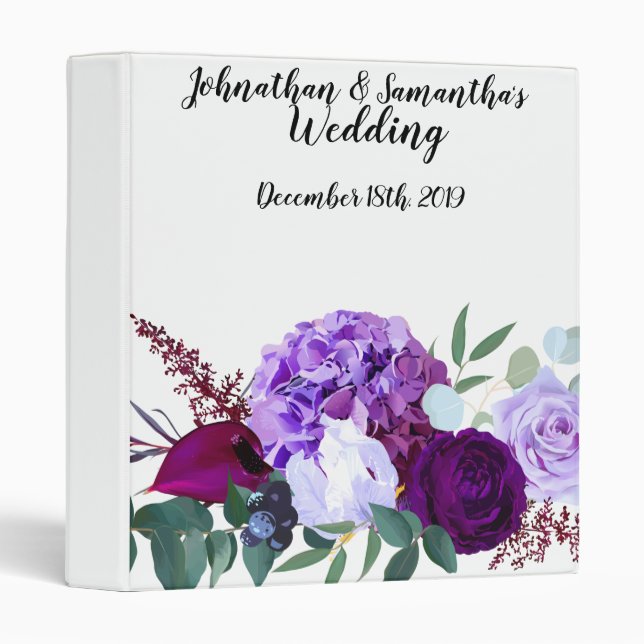 Personalized 1.5" Wedding Binder Lavender Hibiscus (Front/Spine)