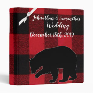 Personalized 1.5" Wedding Binder Red Buffalo Plaid