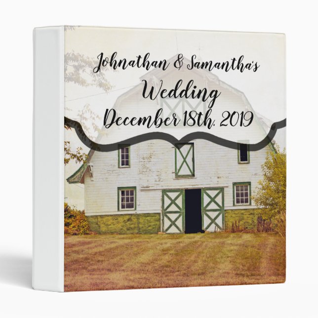 Personalized 1.5" Wedding Binder Sunset Barn Count (Front/Spine)