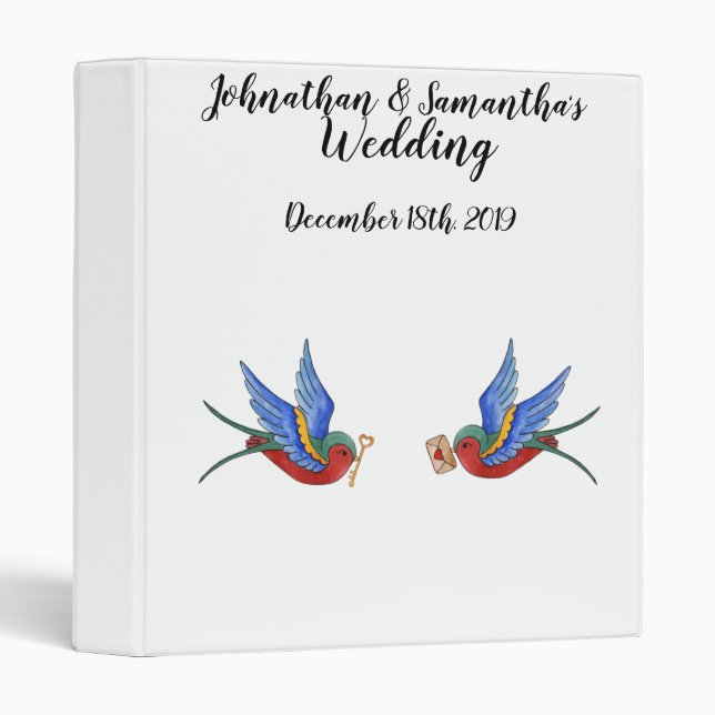 Personalized 1.5" Wedding Binder Traditional Bird (Front/Spine)