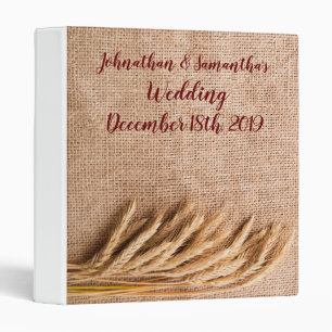 Personalized 1.5" Wedding Binder Wheat on Burlap S