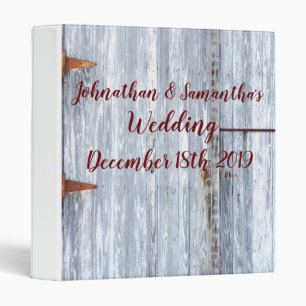 Personalized 1.5" Wedding Binder White Wash Wood B