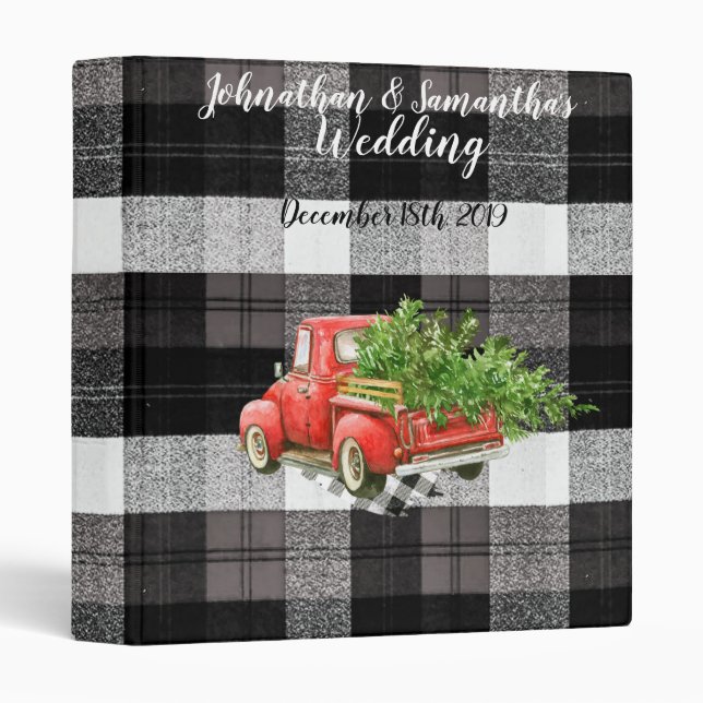 Personalized 1.5" Wedding Binder Xmas Truck Baffal (Front/Spine)