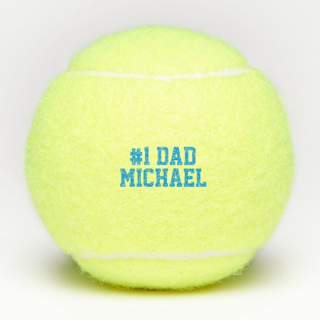 Personalized #1 Dad Father's Day Tennis Ball Blue (Front)
