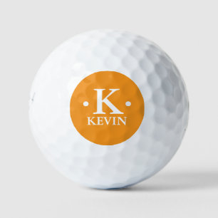 Personalized 1-letter Monogram orange Golf Balls