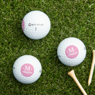 Personalized 1-letter Monogram Pink Circle Golf Balls