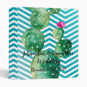 Personalized 1" Wedding Binder Boho Cacti Cactus S