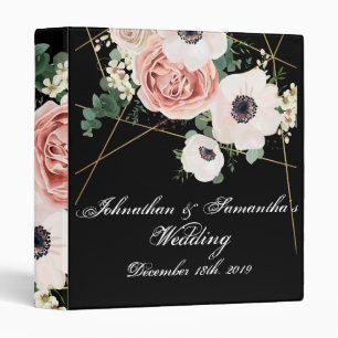 Personalized 1" Wedding Binder Geometric Black