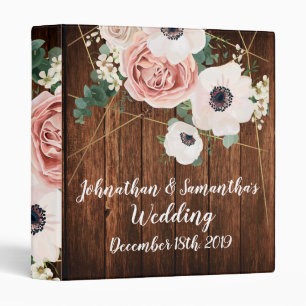 Personalized 1" Wedding Binder Geometric Rose Barn