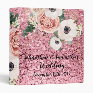 Personalized 1" Wedding Binder Geometric Rose Gold