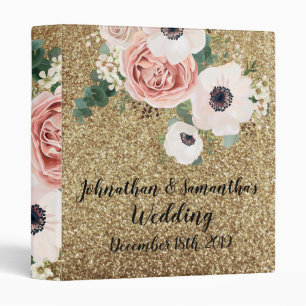 Personalized 1" Wedding Binder Geometric Rose Gold