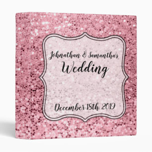 Personalized 1" Wedding Binder Rose Gold Glitter