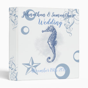 Personalized 1" Wedding Binder Seahorse Sea Ocean