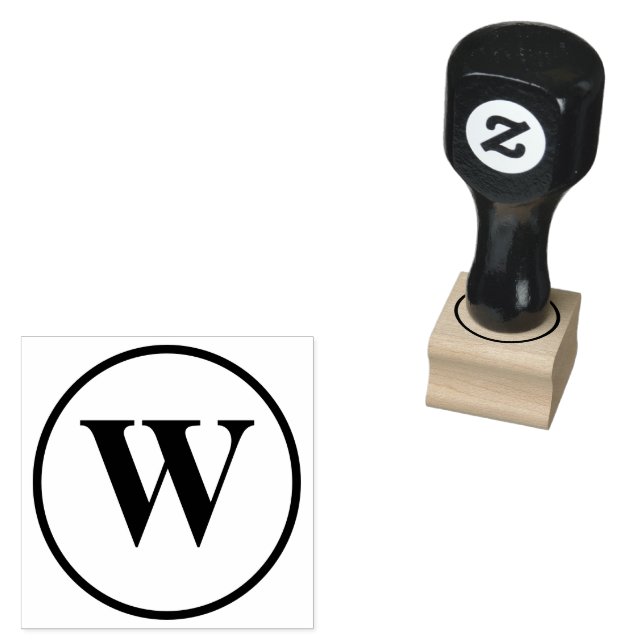 Personalized 1" x 1" size Monogram Style Wood Art Rubber Stamp (Stamped)