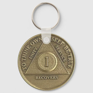 Personalized 1 Year Sober Anniversary Coin Keychain