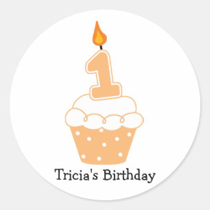 Personalized 1st Birthday Cupcake Stickers