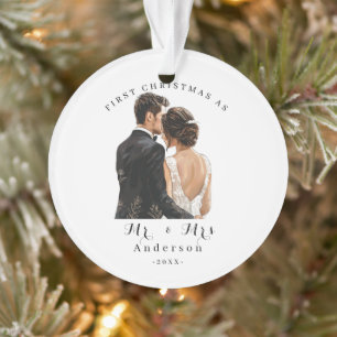 Personalized 1st Christmas as Mr and Mrs Couple Ornament