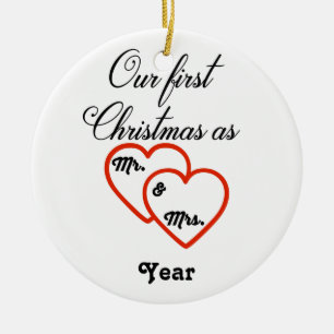 Personalized 1st Christmas as Mr. & Mrs. Ornament