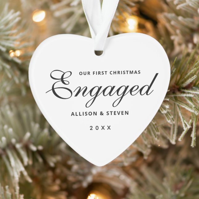 Personalized 1st Christmas Engagement Heart Ornament (Tree)
