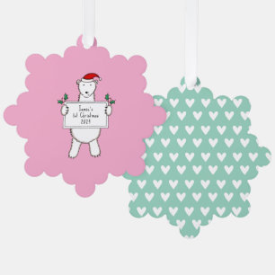 Personalized 1st Christmas Polar Bear  Ornament Card