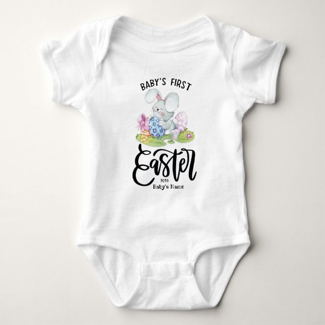 Personalized 1st Easter Baby Clothes Bodysuit (Front)