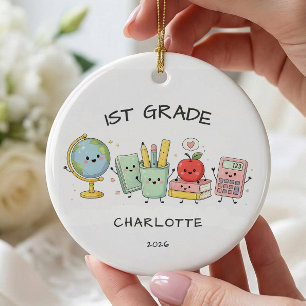 Personalized 1st Grade Girl Ceramic Ornament