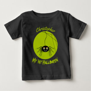 Personalized 1st Halloween Spooky Spider Baby T-Shirt