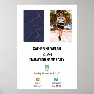 Personalized 1st Marathon Finisher Map Poster