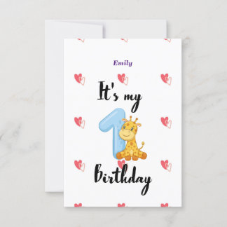 Personalized 1st Year Birthday invitation Card